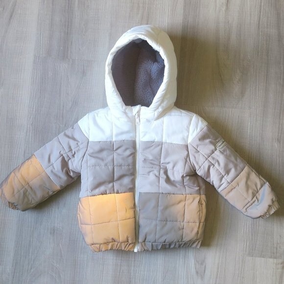 Monnalisa baby puffer jacket coat 12 ms grey sherpa winter designer warm cozy - Picture 1 of 16